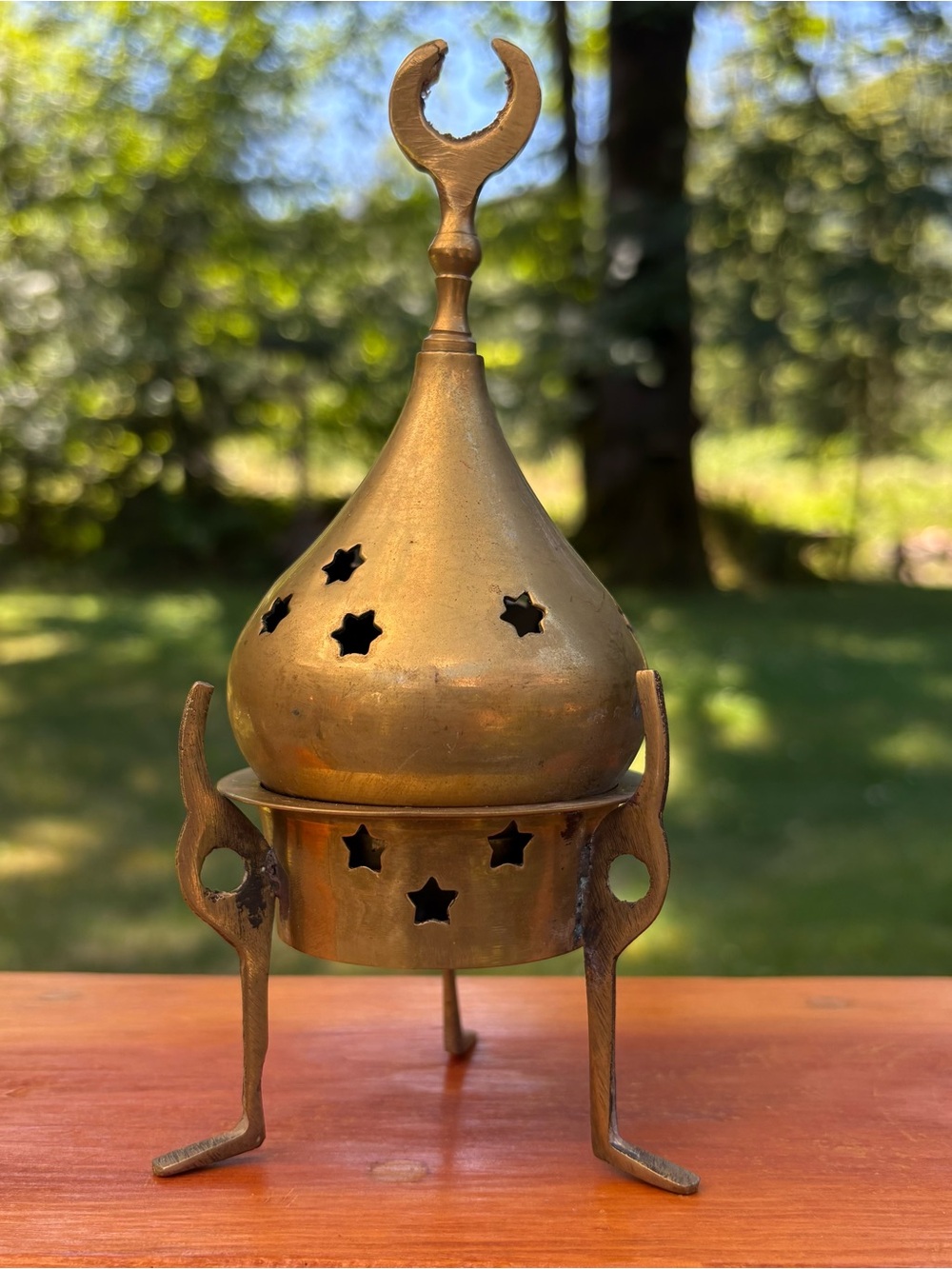 Vintage Large Brass India Incense Vessel Burner
